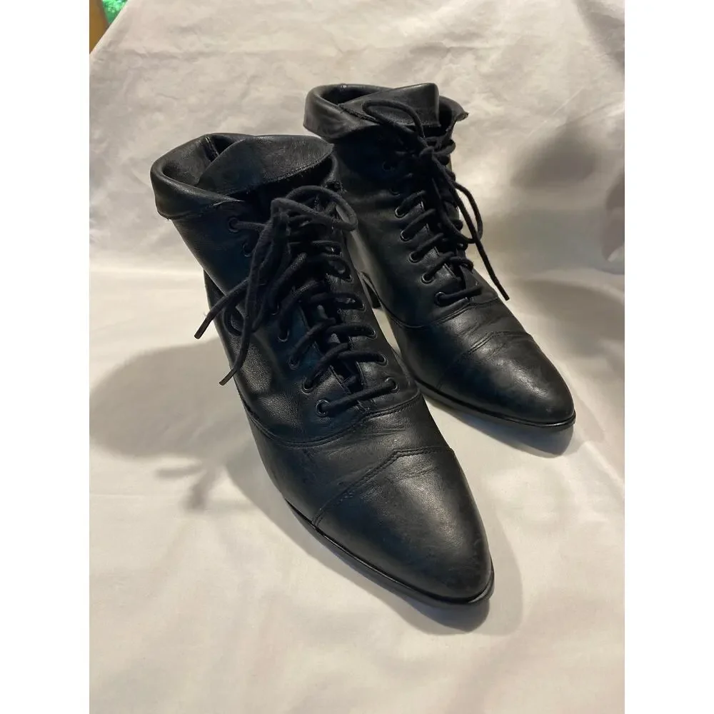 Vintage 90s Jennifer Moore Leather Witch Ankle Boots Size 8.5